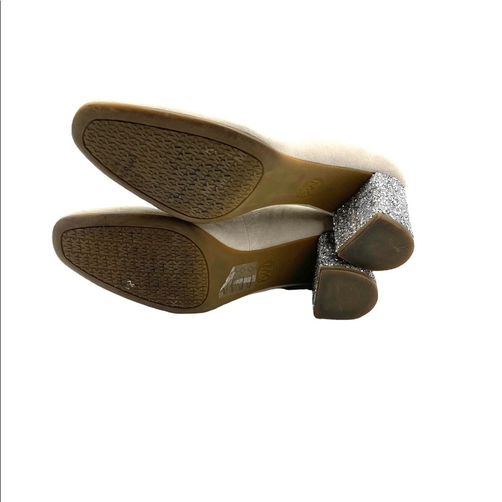 💕SALE💕 Michael Kors Cher Suede Mid Flex Glitter Chunky Heels - Picture 5 of 8